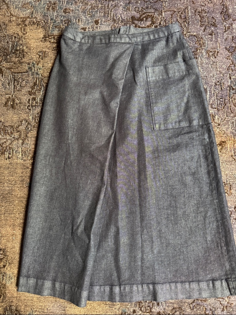 Muji charcoal gray A-line skirt with patch pocket